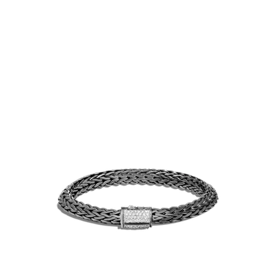 John Hardy Classic Chain Black Rhodium-plated Sterling Silver & Diamond Medium Bracelet