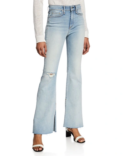 Rag & Bone Nina High-rise Flare Jeans In Friary W/ Holes