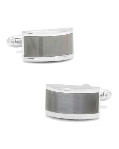 Cufflinks Inc. Grey Cat's Eye Bridged Cufflinks In Black