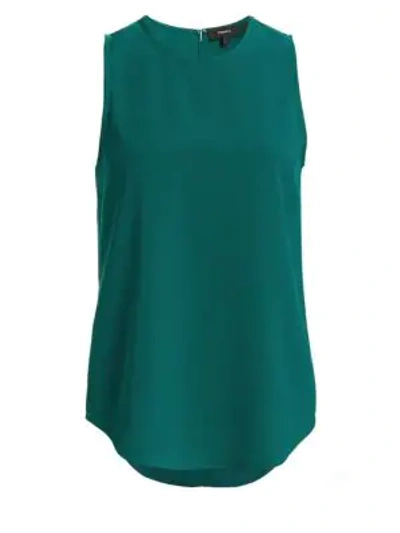 Theory Bringham Crepe Top In Pine Green