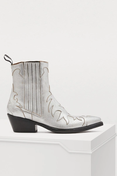 Sartore Flamm Ankle Boots In Laminato Argento