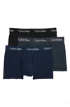 Calvin Klein Men's 3 Pack Trunks In Black/mink/blue Shadow