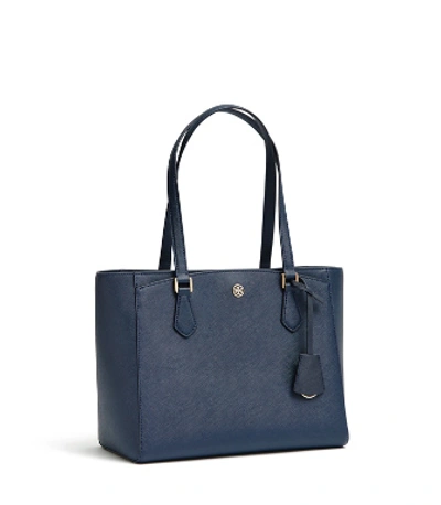 Tory Burch Robinson Small Tote Bag In Royal Navy