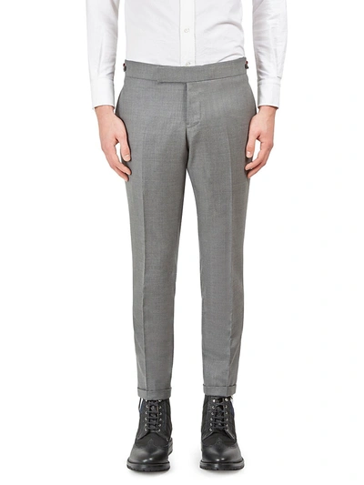 Thom Browne Men's Low Rise Skinny-fit Wool Pants In Grey