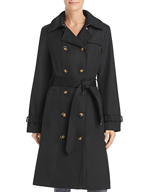 Calvin Klein Double-Breasted Button Front Trench Coat In Black | ModeSens