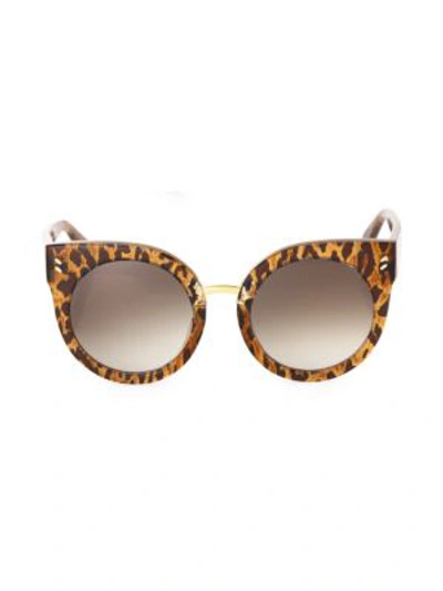 Stella Mccartney 51mm Leopard Print Rounded Cat Eye Sunglasses In Leopard Cognac/brown Gradient
