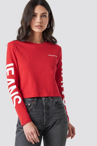 Calvin Klein Institutional Back Logo Tee - Red In Racing Red/white