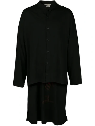 Yohji Yamamoto Seam Message Stand Shirt In Black