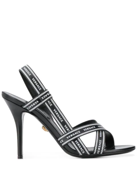 versace logo strap heels