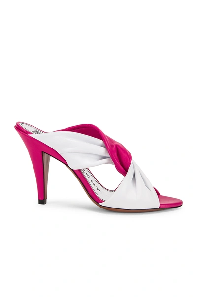 Givenchy Tie Heel Mules In Pink,white In White & Cyclamen