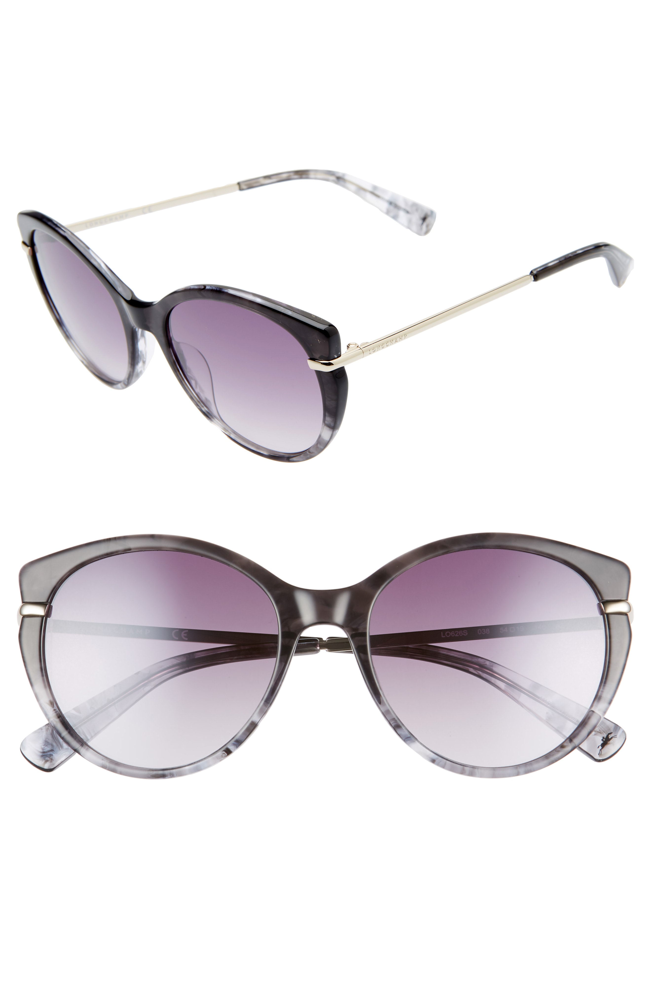 Longchamp Heritage 54mm Gradient Cat Eye Sunglasses - Marble Grey ...