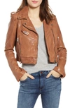 Lamarque Crop Biker Jacket In Tigers Eye