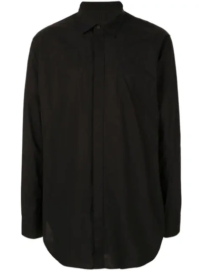 Julius Concealed Button Up Shirt In Black