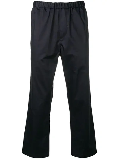Oamc Cropped Straight Leg Trousers In Blue