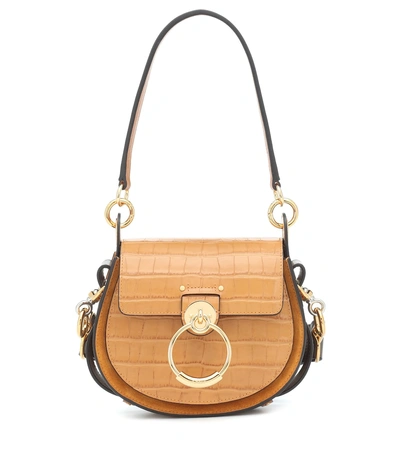 Chloé Tess Small Leather Shoulder Bag In Brown
