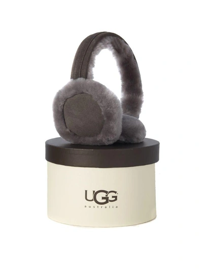 Ugg Grey Suede Earmuff In Grigio