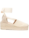 Castaã±er Cream Campesina 30 Canvas Platform Wedges In Neutrals