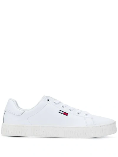 Tommy Hilfiger Lace-up Logo Sneakers In 100 White