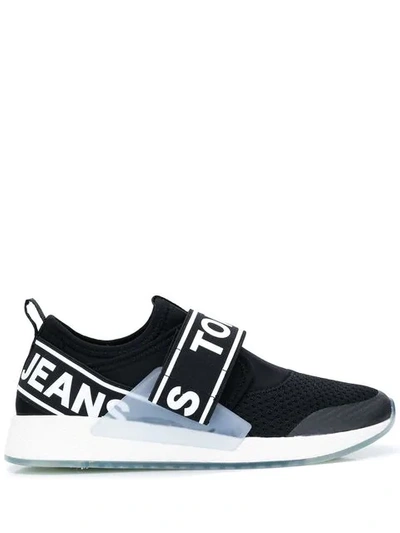 Tommy Hilfiger Logo Strap Trainers In Black