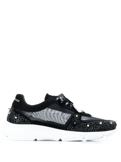 Philipp Plein Embellished Mesh Panel Trainers In Black