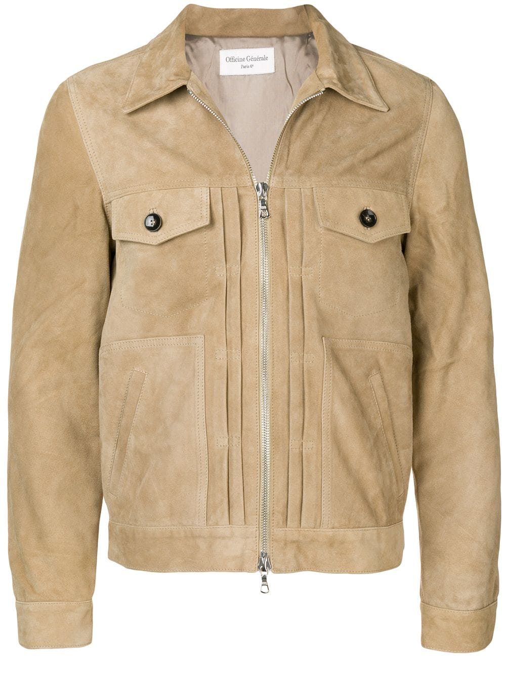 Officine Generale Slim-Fit Leather Jacket - Neutrals | ModeSens