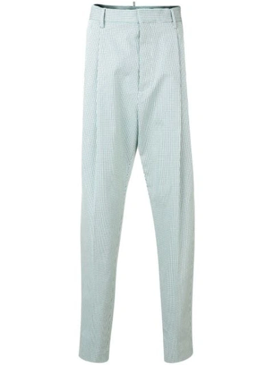 Dsquared2 Checked High Waist Trousers In Green