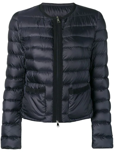 Moncler Cropped Puffer Jacket In Blue | ModeSens
