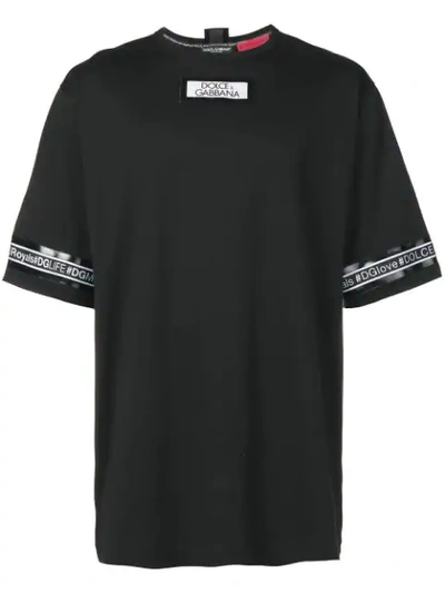 Dolce & Gabbana Logo Stripe T-shirt In Black