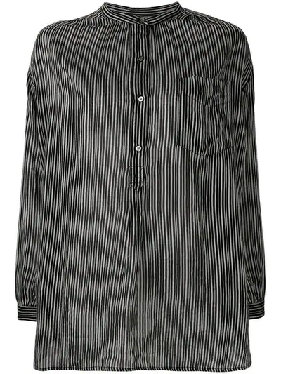 Isabel Marant Étoile Striped Collarless Shirt In Black