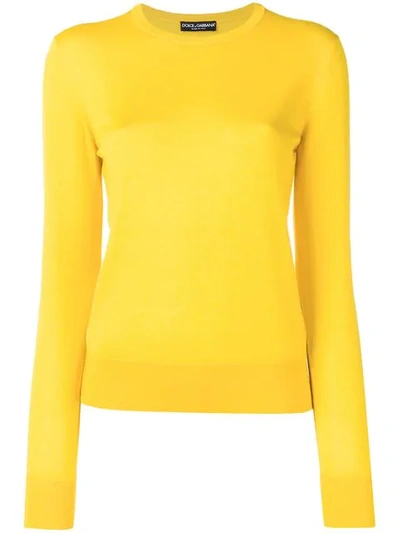 Dolce & Gabbana Crewneck Jumper In Yellow