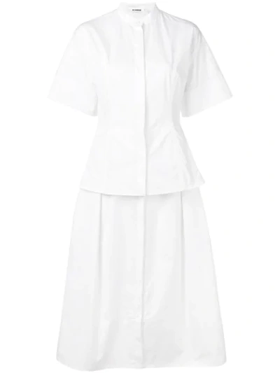 Jil Sander Layered Poplin Dress In White