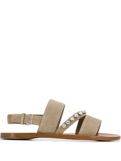 Miu Miu Crystal Embellished Sandals In F0f24