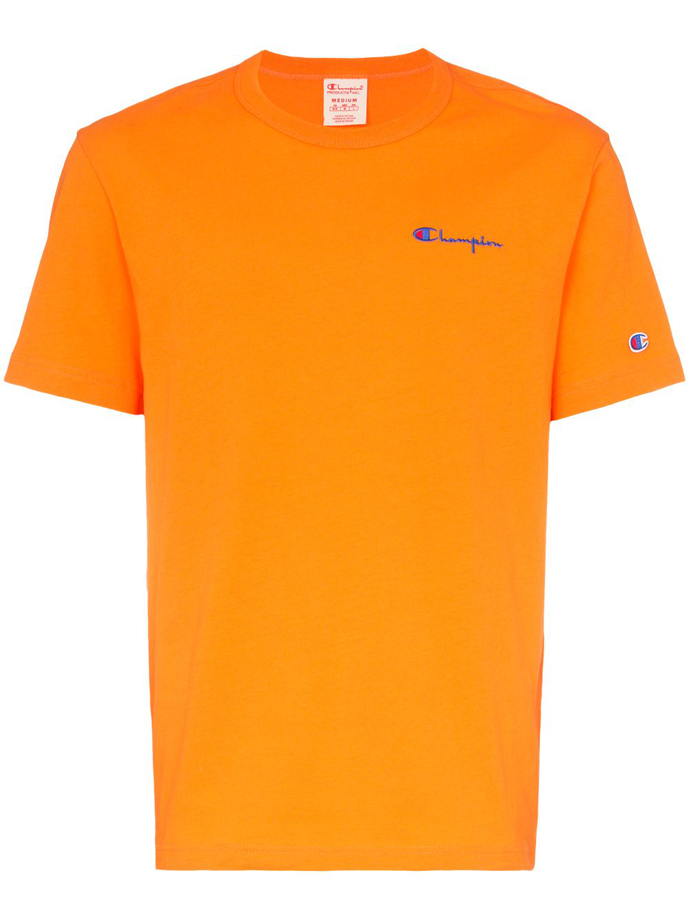 Champion Logo Embroidered Cotton T-Shirt - Orange | ModeSens