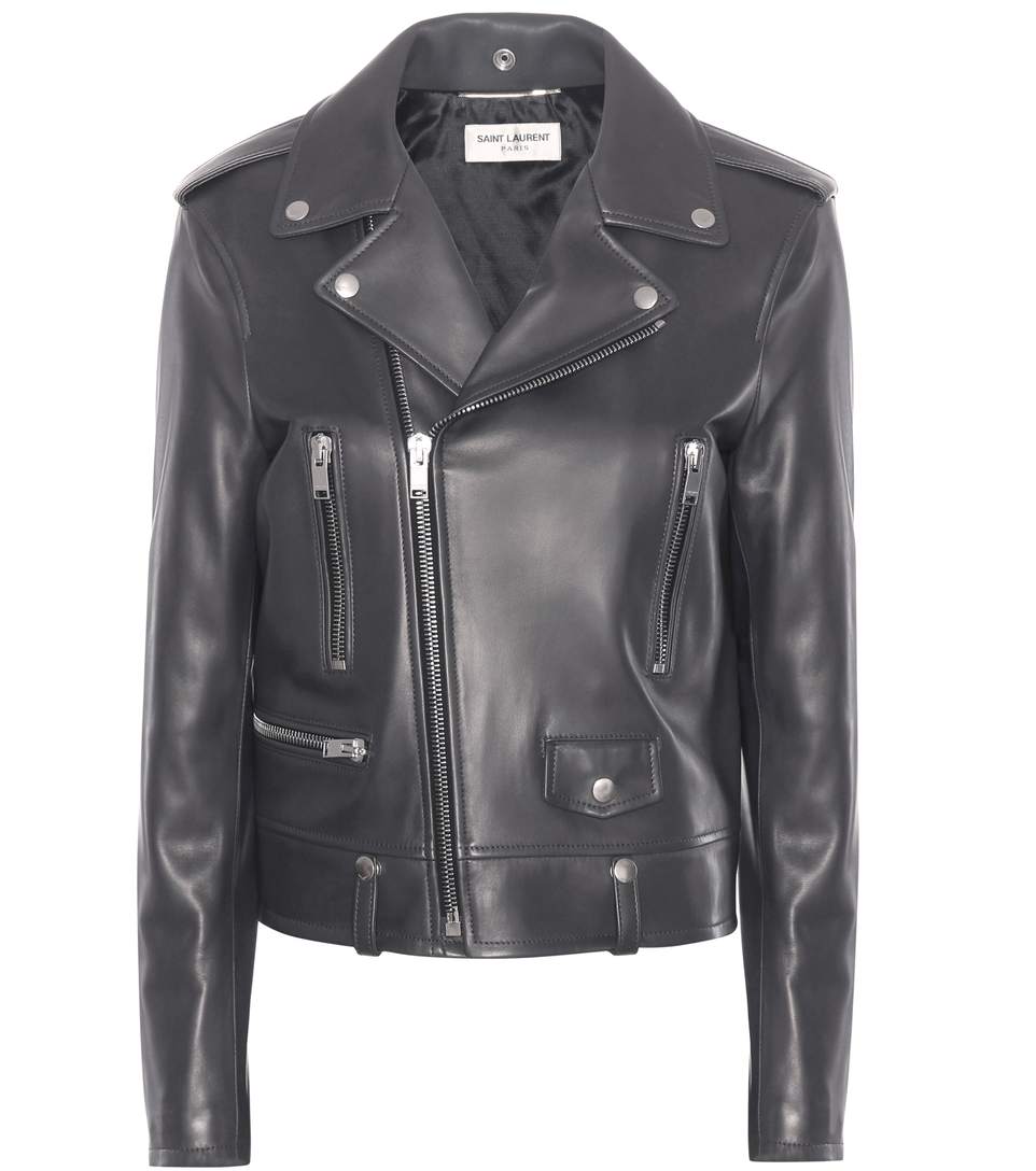 Saint Laurent Classic L01 Leather Jacket In Oyster Grey | ModeSens