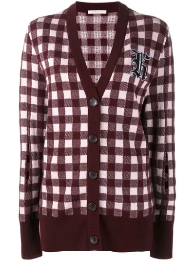 Christopher Kane Woman Gingham Wool And Cashmere-blend Cardigan Burgundy