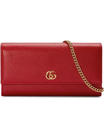 Gucci Red Small Marmont Chain Wallet Bag