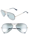 Ray Ban Standard Original 58mm Aviator Sunglasses In Dark Blue/ Gold Mirror