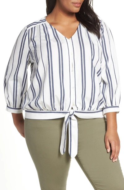 Vince Camuto Valiant Stripe Top In Pearl Ivory