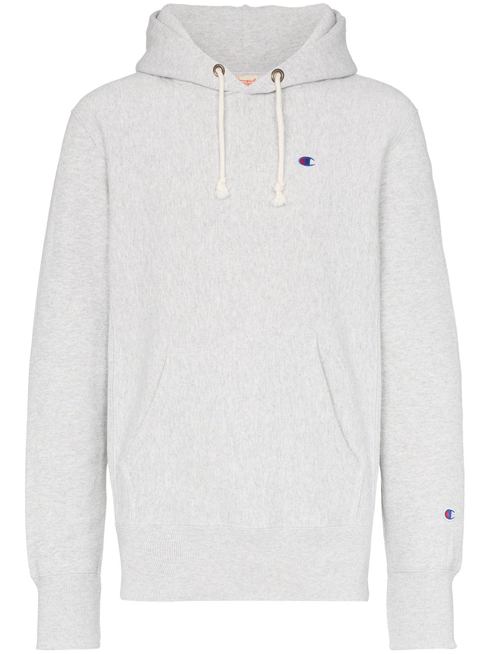 Champion Logo Embroidered Hooded Jumper - Farfetch In Grey | ModeSens