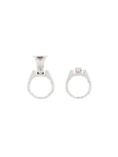 Raf Simons Silver Ring Earrings