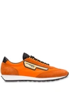 Prada Suede And Nylon Sneakers In F0250 Lobster Orange