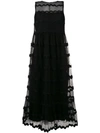 Red Valentino Wavy Tulle Midi Dress In Black