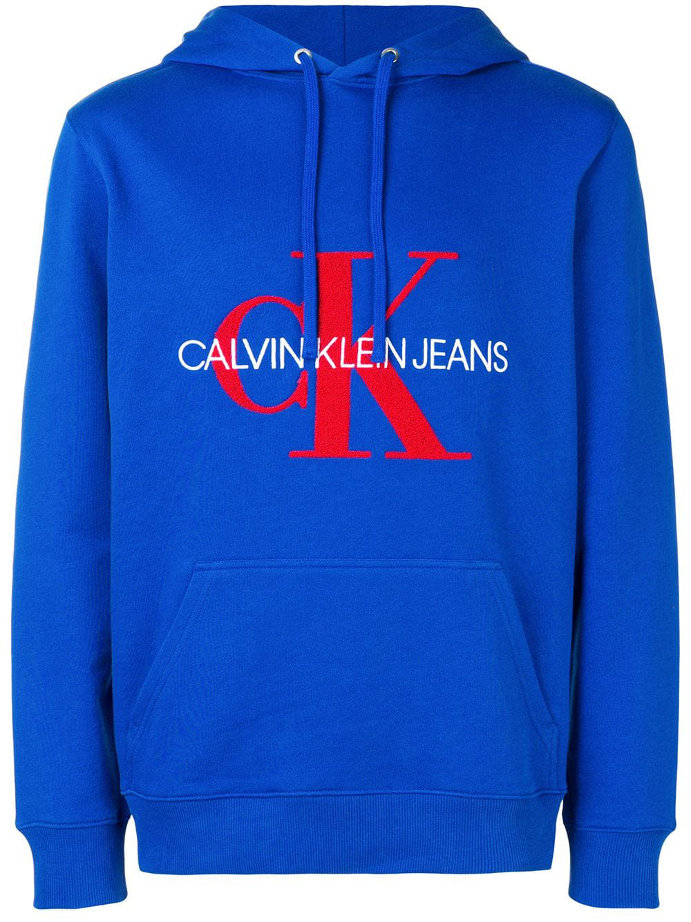 Calvin Klein Jeans Logo Hoodie - Blue | ModeSens