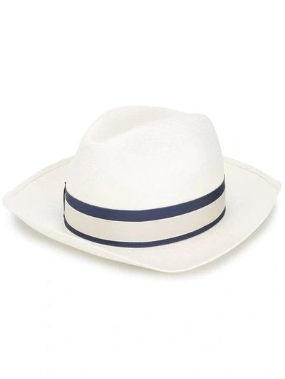 Borsalino Bow-detail Panama Hat In White