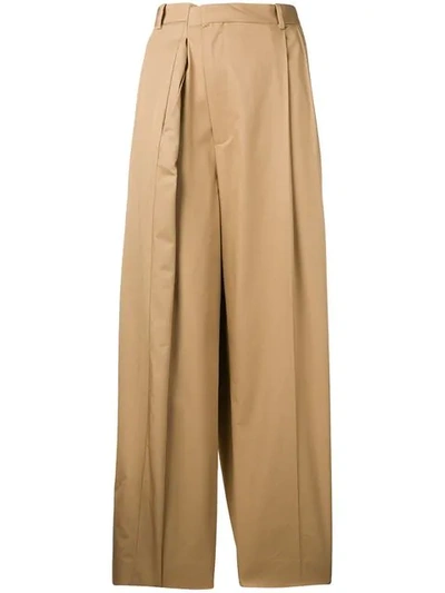Maison Margiela Deconstructed Wide Leg Trousers In Brown