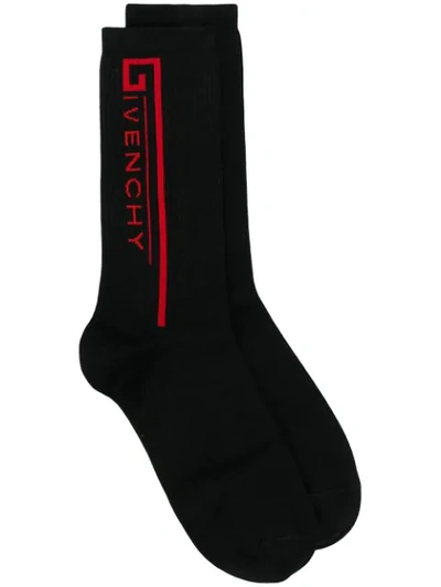 Givenchy Logo-intarsia Ribbed Cotton Socks In Black