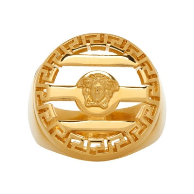 Versace Gold Round Medusa Ring In D00o Gold