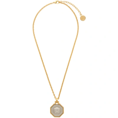 Versace Gold Octagon Medusa Pendant Necklace In D00op Gold/