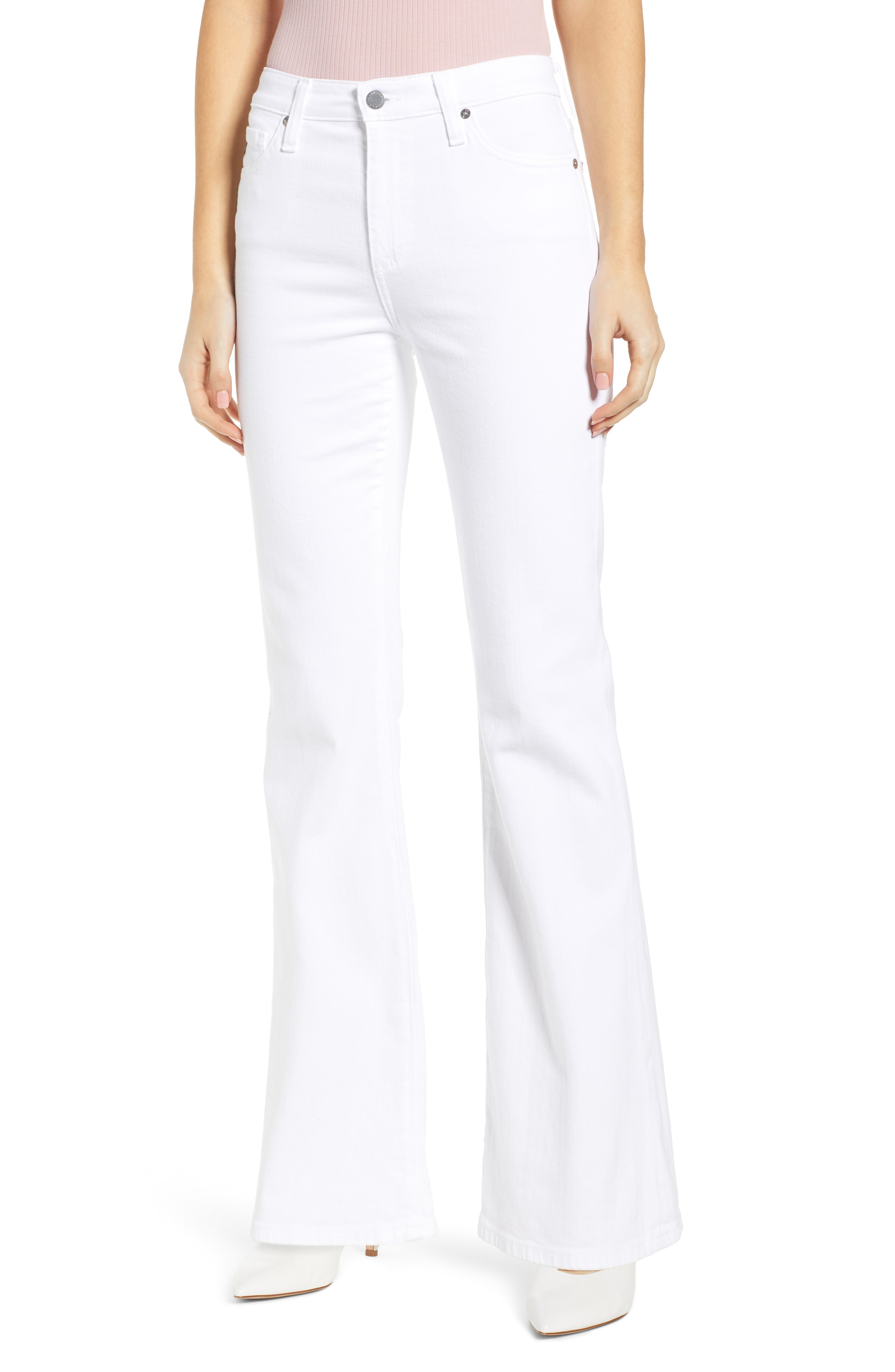 Ag Quinne High Waist Flare Jeans In White ModeSens