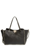 Valentino Garavani 'medium Rockstud' Leather Tote - Black